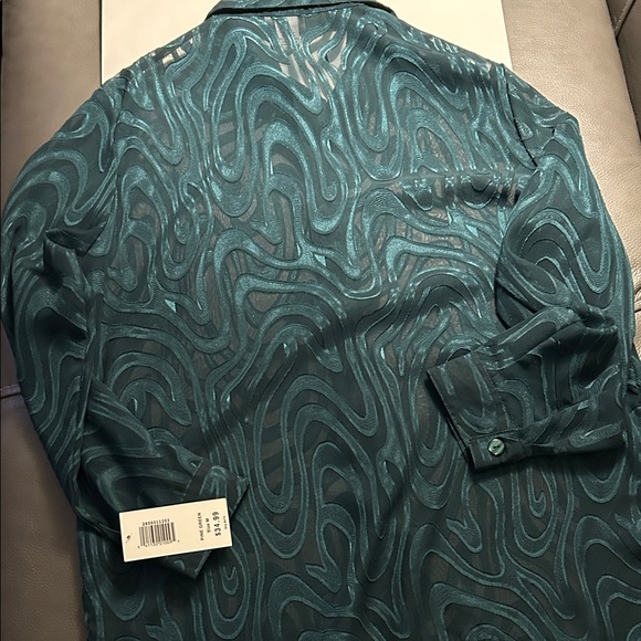 BonWorth Vintage Teal Swirl Pattern Button-Up Shirt NWT size M - Picture 8 of 8